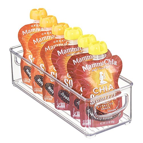 Stackable Plastic Food Storage Bin with Handles for Kitchen Pantry, Cabinet, Refrigerator, Freezer - Organizer for Fruit, Yogurt, Squeeze Pouches - BPA Free, 10" Long - Clear - view 2