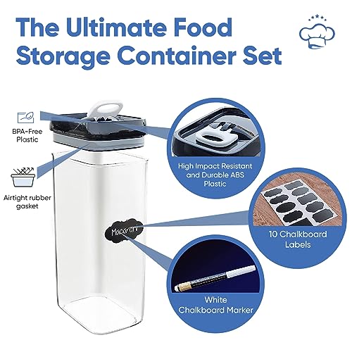 Airtight Food Storage Boxes with Labels - Kitchen Storage - Flour, Cereal, Pasta - Plastic Storage Boxes with Lids (4pcs-3.2L) - view 2