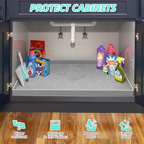 Waterproof Under Sink Mat 34" x 22", Silicone Mat Kitchen liner - view 5
