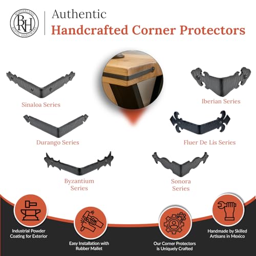 4 Pack - 1.75" Metal Corner Bracket for Furniture - Black - Handmade Decorative Corner Braces - Rustic Metal Corner Brackets for Tables, Desks, Shelves, Boxes and Chests - The Iberian Series - view 4