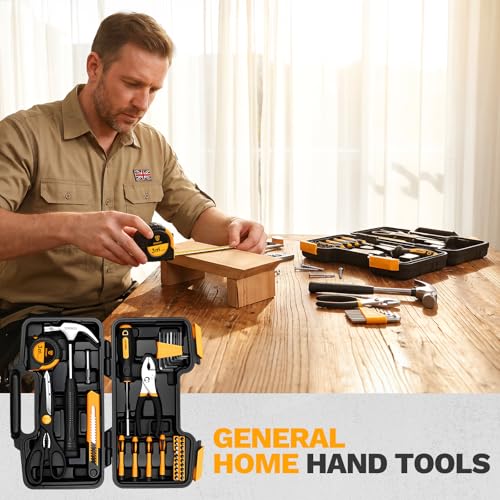 39-Piece Household Tool Kit for Women, Basic Hand Tool Set with Plastic Toolbox Storage Case, Small Starter Tool Box Set for Home Repairs, DIY Projects, Crafts and Dorm Essentials - Orange - view 4