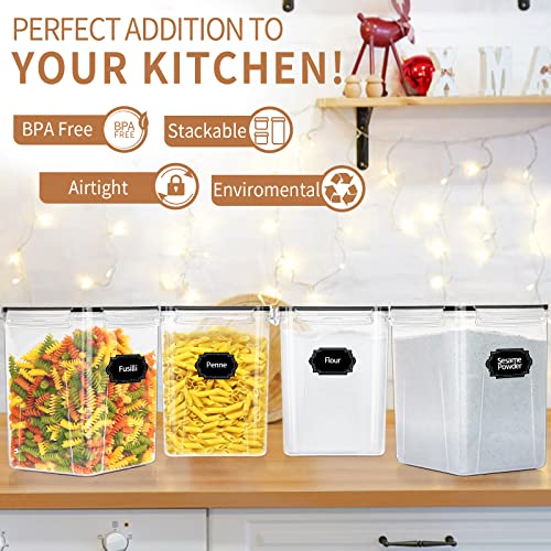 Large Airtight Food Storage Containers 5.2L / 195oz, 4pcs Pantry Kitchen Organizers and Storage for Flour, Sugar, Baking Supplies, BPA Free, Plastic Flour Containers with 20 Labels & Maker - view 5
