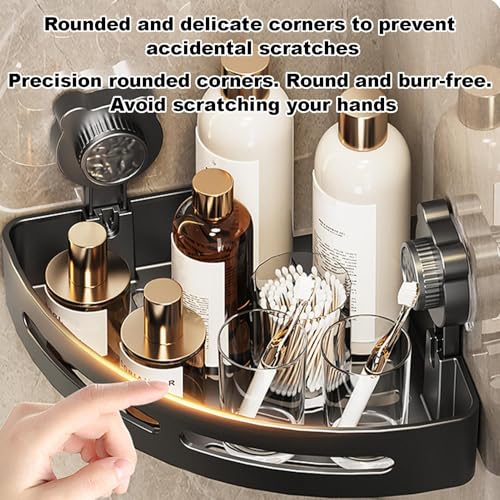 Shower Suction Shelf - Bear Suction Cup Wall Mounted Organizer, No-Drill Bathroom Storage Solution, Strong Adhesive Design | Black Shampoo Holder, Durable Shelves for Inside Shower and Compact Space - view 7
