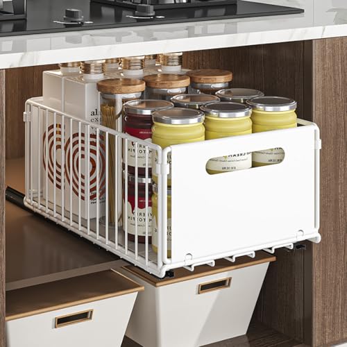 Pull Out Cabinet Organizer, White, 2Piece 9.8" W X15 D X3.9 H - view 5