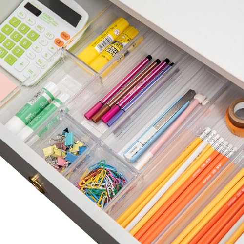 Clear Plastic Drawer Organizer Tray for Vanity Cabinet (Set of 10),Storage Tray for Makeup, Kitchen Utensils, Jewelries, and Gadgets - view 4