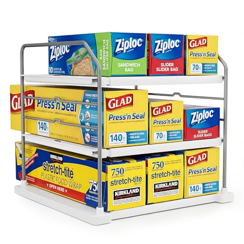 3-Tier Cabinet Organizer, Expandable Shelf for Foil & Wrap Boxes
