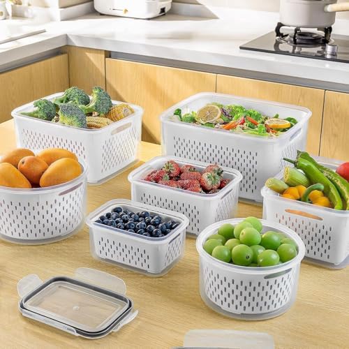 5 PCS Fruit Storage Containers for Fridge, Leakproof Produce Containers - view 7