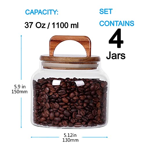 Glass Jars with Airtight Lid [Set of 4],Kitchen Canisters, Borosilicate Storage Containers,Retro Design, jars for Candy,Cookie,Rice,Sugar,Flour, Flour,Pasta,Nuts and Spice Jars - view 2