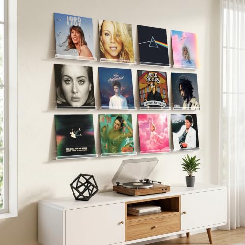 Vinyl Record Shelf Wall Mount 12 Pack, 12 inch Album Record Display - view 5