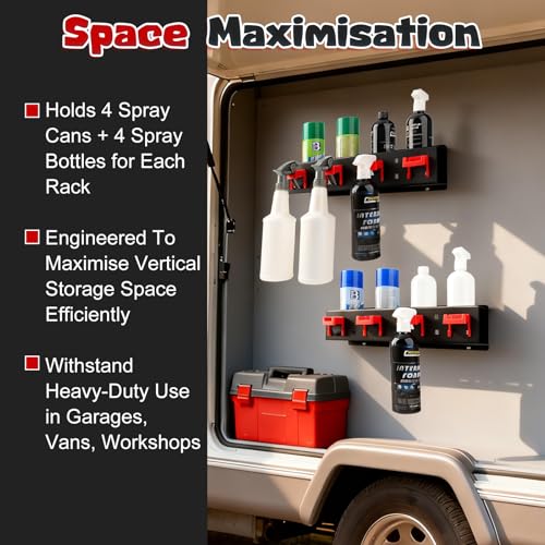 Spray Bottle Holder, 2 Pack Wall Mount Car Detailing Can Holder Spray Rack - view 6