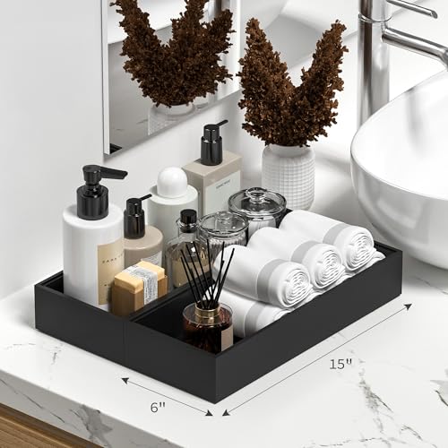 Bamboo Toilet Tank Tray, 15" x 6" x 2.5", Black - view 3