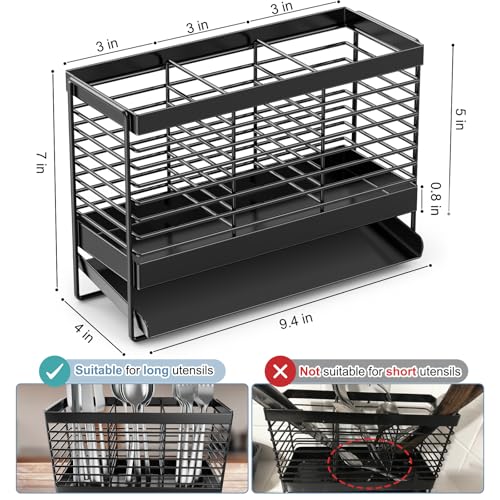 Utensil Holder, Drying Rack with Automatic Drain Tray for Kitchen Counter - view 2
