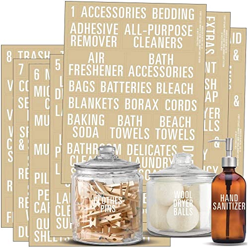 162 Bold All Caps Laundry Room Labels Set. White Labels on Clear Backing,. 162 Laundry, Linen Closet & Cleaning Supplies Vinyl Stickers. Organization Storage System