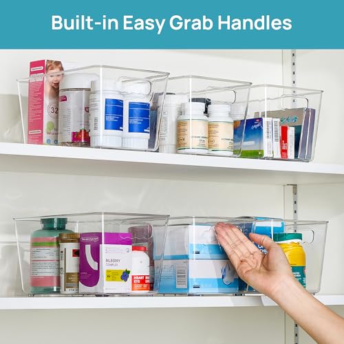 6 Pack Clear Storage Bins, Pantry Cabinet Organizer Bins, Medium - view 6