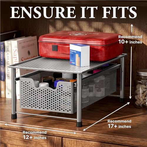 Stackable Cabinet Basket Drawer Organizer, Silver - view 3