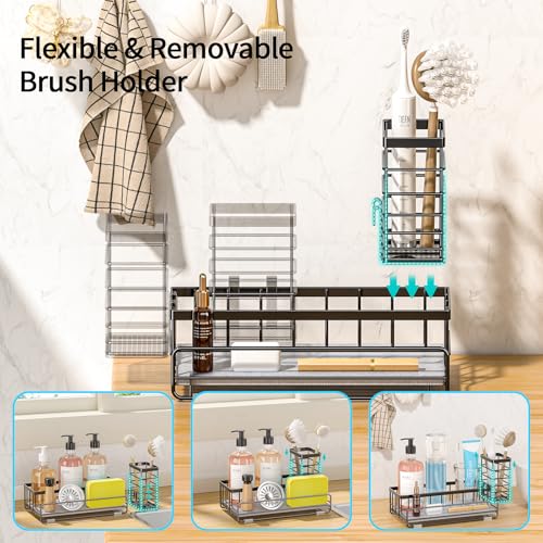 Large Family-Sized Sponge Holder for Kitchen Sink Organizer (Black) - view 5
