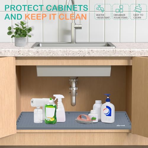 Silicone Under Sink Mat, 34"x22", Waterproof Cabinet Liner, Grey - view 4