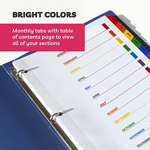 Monthly Dividers for 3 Ring Binder - (Set of 3), 8.5 x 11" Letter Size, Writable A-Z Tabs - Ideal for Organizing Paper at Work, School, or Home - view 3