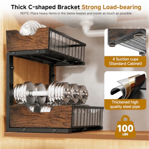 Pull Out Cabinet Shelf 2 Tier Metal Under Sink Organier - view 6
