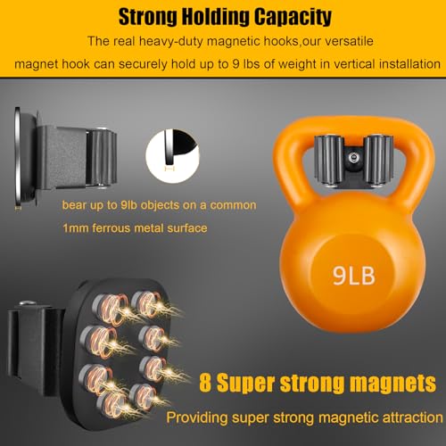 Upgraded Magnetic Broom and Mop Holder Wall Mount, Space-Saving Heavy Duty No Drill Over the Door Broom Gripper RV Camper Wall Organizer,Black,4 Pcs - view 6