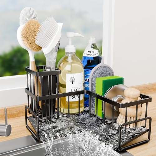 Kitchen L-Shaped Sponge Holder - Large Metal Sponge Sink Caddy