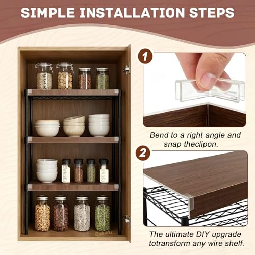 5 Pack Wire Shelf Covers,17x16x2.5 in Wire Rack Covers for Pantry Durable PVC Shelf Liners-0.31 inch Thick, Moisture-Resistant Shelves Cover for Store Pantry Kitchen Removable Closet,#03 Walnut - view 5