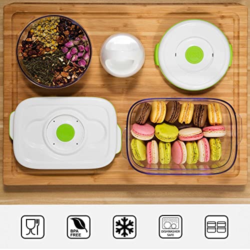 Vacuum Seal Food Storage System - Reusable Containers Starter Set & 2 Large Stackable Containers for Freshness (Pump Not Included) - view 3