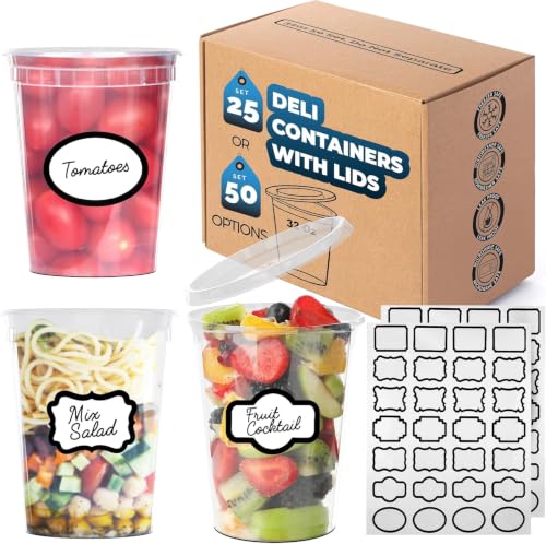 32 oz Deli Containers with Lids, 25-Set, Leakproof BPA-Free