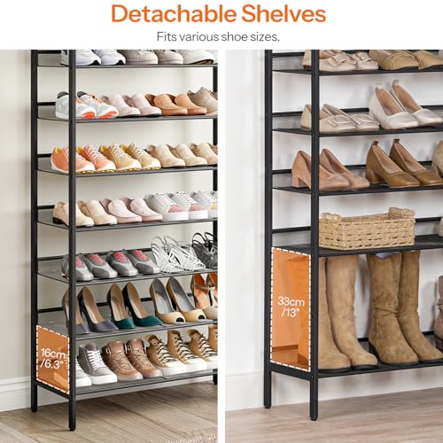 Shoe Rack for Entryway, 8-Tier Shoe Shelf, Large Capacity Shoe Storage Organizer for 32-40 Pairs of Shoes, Front Door Entrance, Hallway, Closet, Space Saver, Rustic Brown and Black BF118XJ01G1 - view 4