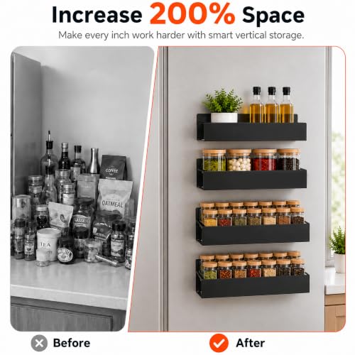 6 Pack Metal Magnetic Spice Rack for fridge, Heavy Duty - view 6