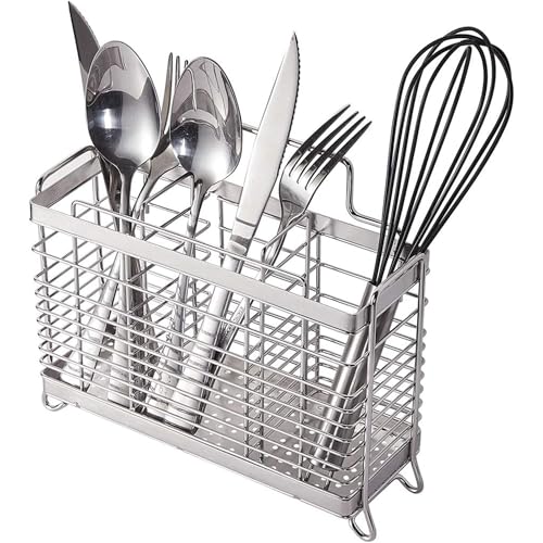 KESOL Stainless Steel Utensil Holder, Silverware Holder with 3 Compartments