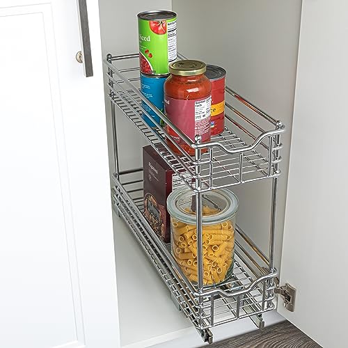 Glidez 2‑Tier Multipurpose Chrome‑Plated Steel Pull‑Out/Slide‑Out Under Cabinet Organizer, Chrome Finish - view 2