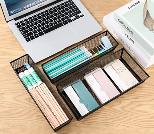 3 Pack Mesh Flatware Drawer Organizer for Kitchen/Office/Home Tools,Spoon Knife Fork Organizers Box Utensil Tabletop Storage Tray (12 x 6 x 2 Inch) - view 6