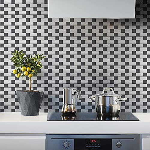 10-Pack Metal Peel and Stick Backsplash Tile, Silver Aluminium - view 2