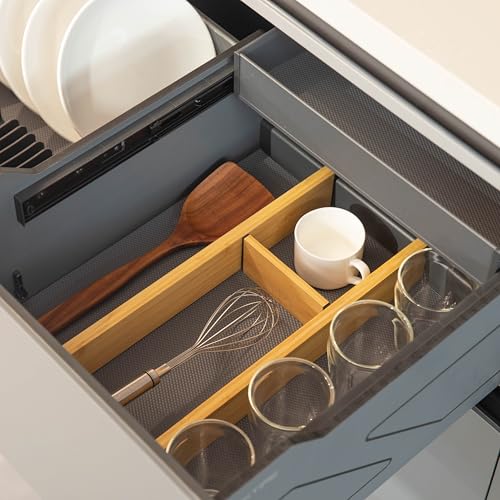 Expandable & Adjustable Drawer Organizer with 4 Dividers & 4 Inserts Storage Solution for Home Office Dresser Desk Kitchen Bedroom Closet Separator for Socks Cutlery Clothes and Accessories - view 5