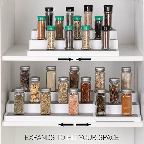 3-Tier Spice Rack Organizer - Versatile Storage Shelf for Kitchen, Bathroom, Bedroom & Office, Set of 2, Expandable White - view 2