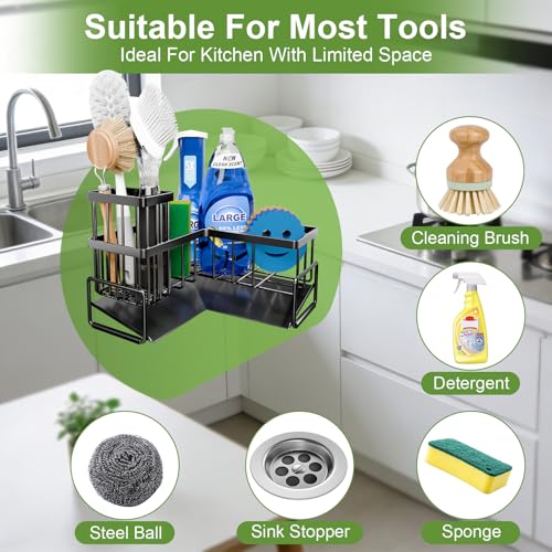 Large Sponge Holder for Kitchen Sink, 90-Degree Sink Caddy Storage - view 5