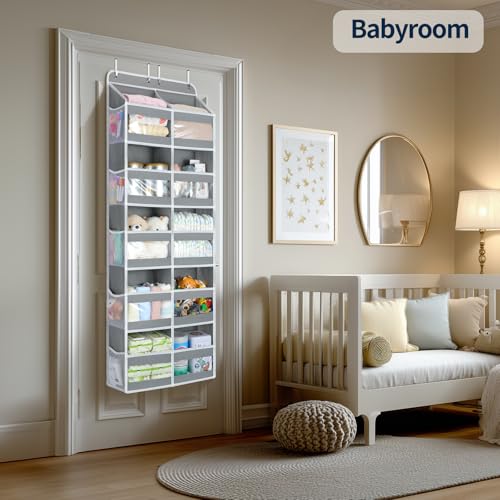 5-Tier Over The Door Organizer Dual-Column, 80lbs Load Over The Door Storage of 10 Compartments, Heavy Duty Door Organizer Hanging for Bedroom Closet Dorm Bathroom Pantry, Grey 1 Pack - view 6