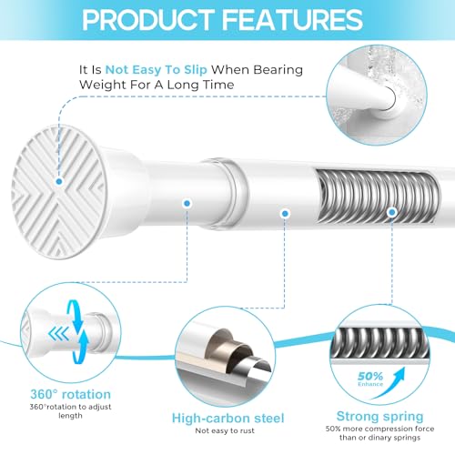 Spring Tension Curtain Rod 32-76 inch, White - view 2