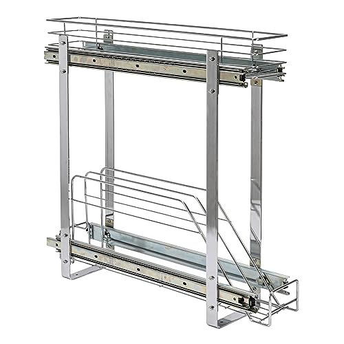 Glidez Multipurpose Chrome-Plated Steel Pull-Out/Slide-Out Storage Organizer for Cookware and Bakeware - 2-Tier Design - Fits Standard Size Cabinet or Shelf, Chrome - view 5