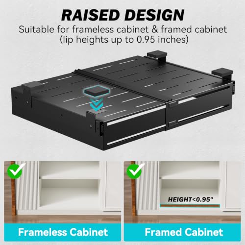 Pull Out Cabinet Organizer, Expandable Width 13"-22", Heavy Duty Metal Slide Out Drawers for Cabinets, Expandable Cabinet Pull Out Shelves for Kitchen, Pantry, Bathroom, Black - view 4