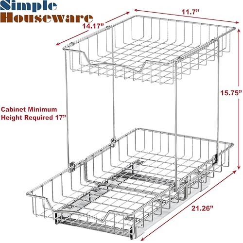 2-Tier (L+L) Pull Out Under Cabinet Sliding Shelf, Chrome - view 3