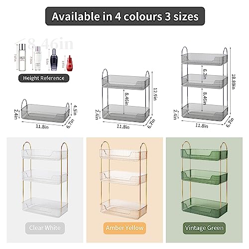 3 Tier Bathroom Organizer Countertop Makeup Perfume Tray Skincare Organizer for Bathroom Dresser Vanity (Grey) - view 2
