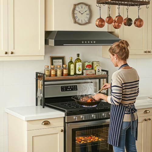 31 Inch Over the Stove Spice Rack, 3-Tier Adjustable Stove Shelf Rustic - view 6