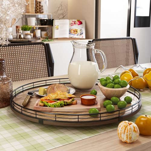 Acacia Wood 18" Lazy Susan Turntable Organizer for Table Top, Farmhouse Large Round Lazy Susan for Cabinet Kitchen Centerpieces Dining Table, for Condiments Charcuterie, Bathroom Vanity Tray Decor - view 4