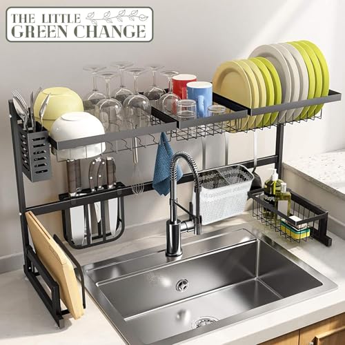 Kitchen Utensils Chopsticks Holder Drying Rack Basket with Hooks 2 Divided Compartments Quality Stainless Steel Large L5.4 X H4.3 X W2.6 - view 4