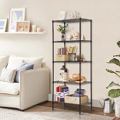 5-Tier Wire Shelving Unit, 750lb, 24 x 14 x 60 in, Black - view 6