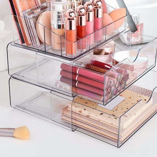 3 Tier Clear Makeup Organizer with 2 Drawers - view 2