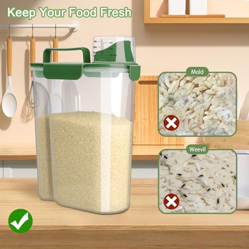 Rice Container, Airtight Rice Storage Container 10lb, Cereal Containers Storage, BPA Free Food Dispenser with Pouring Spout Handle for Flour Pasta Grain, Pet Dog Cat Bird Food Storage Container - view 5