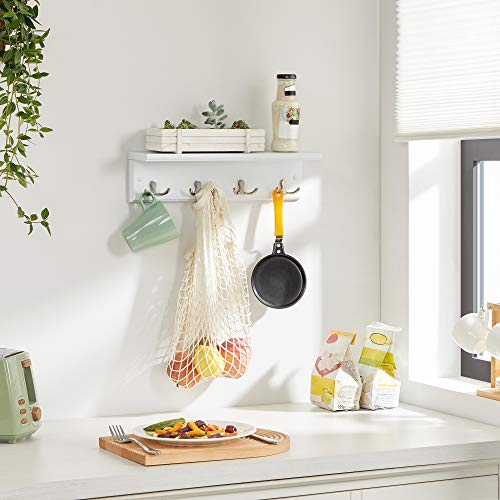 Wall-Mounted Coat Rack with Shelf, 4 Dual Metal Hooks - view 3